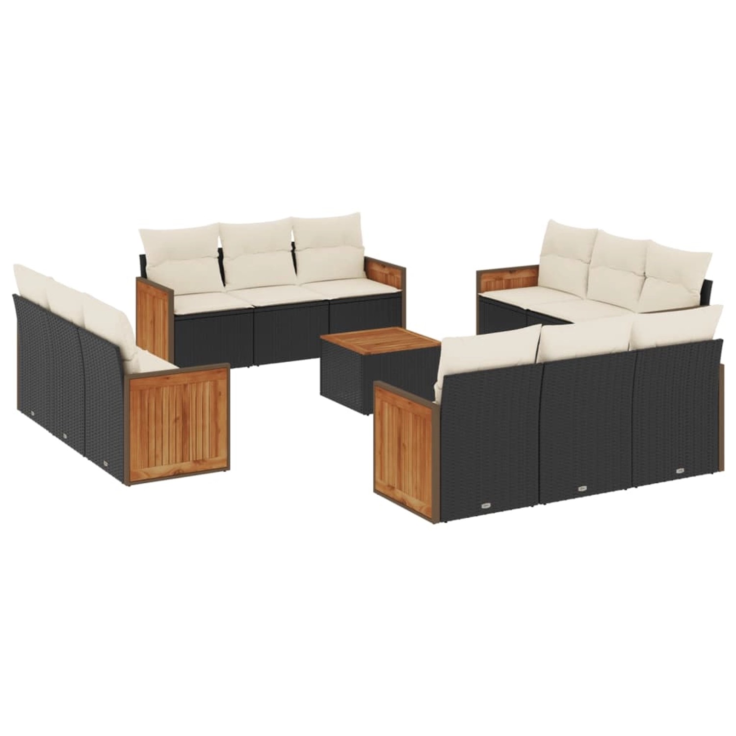 vidaXL 13-Tlg Garten-Sofagarnitur mit Kissen Schwarz Poly Rattan 3227519 günstig online kaufen