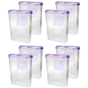 8er Pack Bestlivings Frischhaltebox Schüttdose 2,8L, lila Deckel, transparente Vorratsdosen.