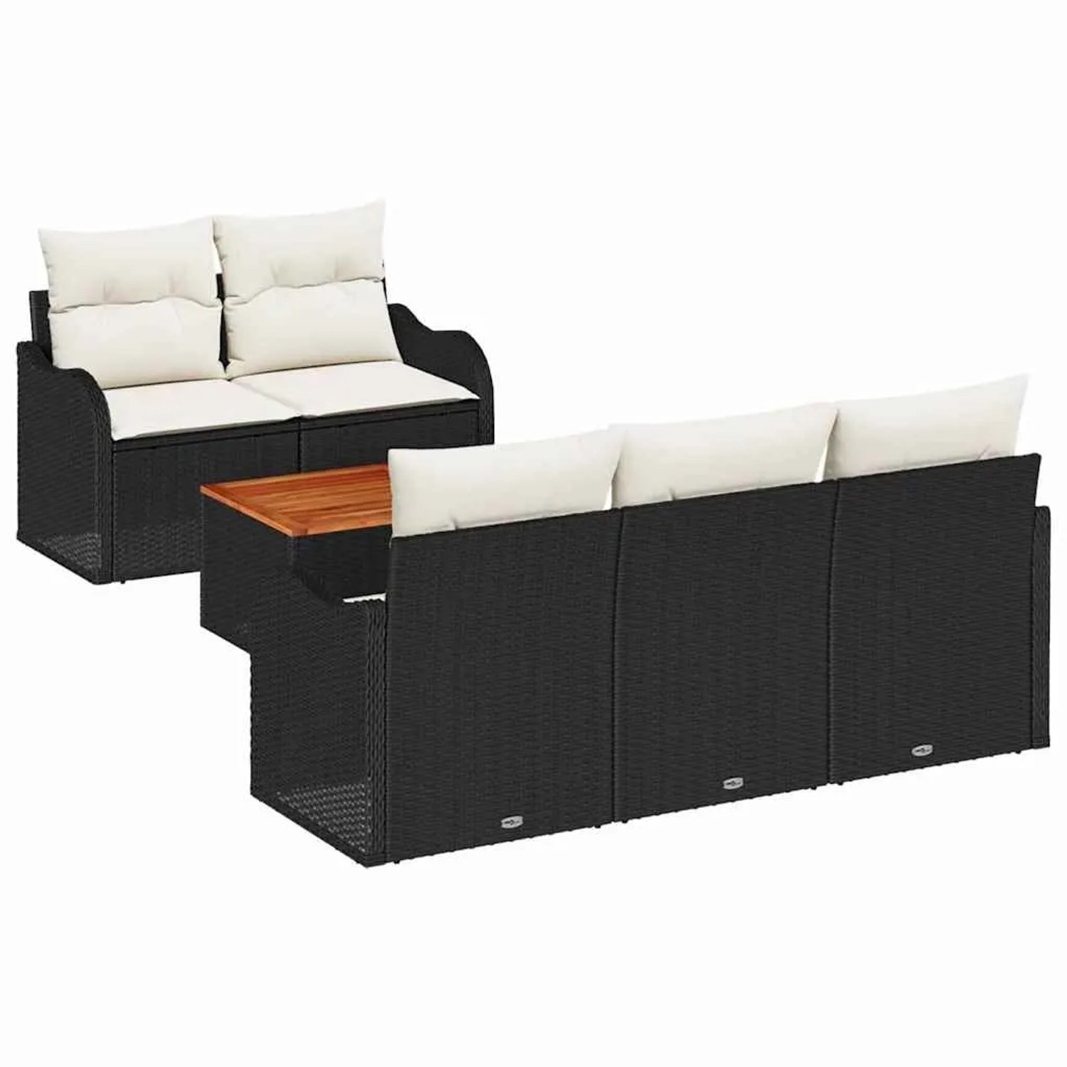 vidaXL Gartensofa-Set mit Speicher 6 Stk Schwarz und Creme Poly-Rattan 3356059