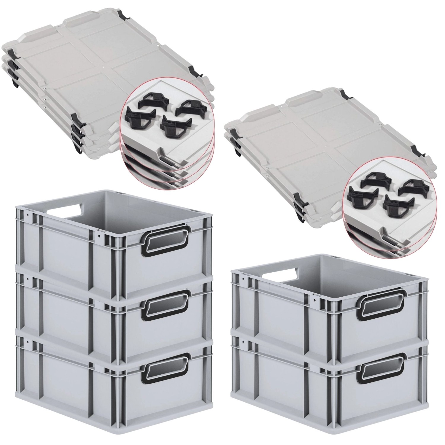 PROREGAL SparSet 5x Eurobox Nextgen Color Mit Auflagedeckel HxBxT 17x30x40c günstig online kaufen