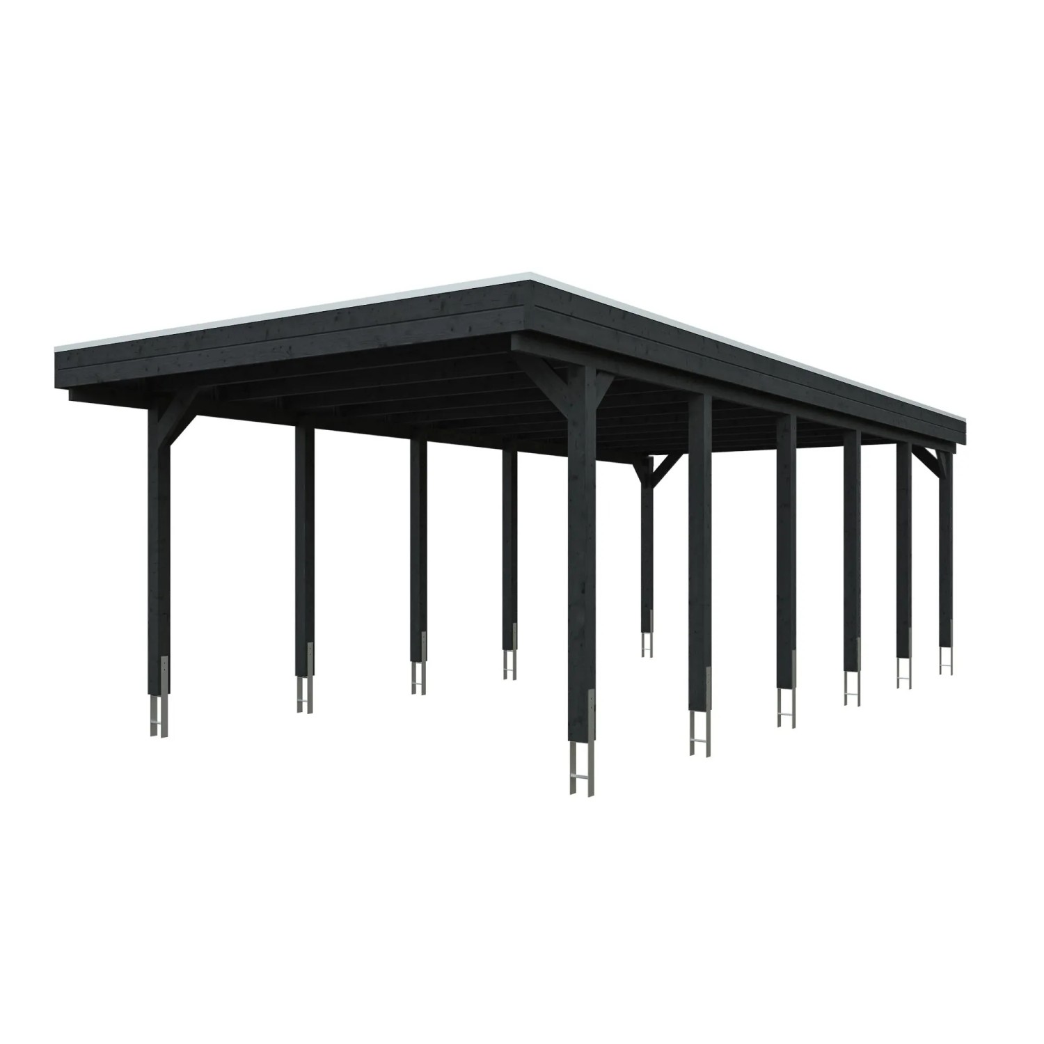 Skan Holz Carport Friesland mit Stahl-Dachplatten 402 cm x 860 cm Anthrazit