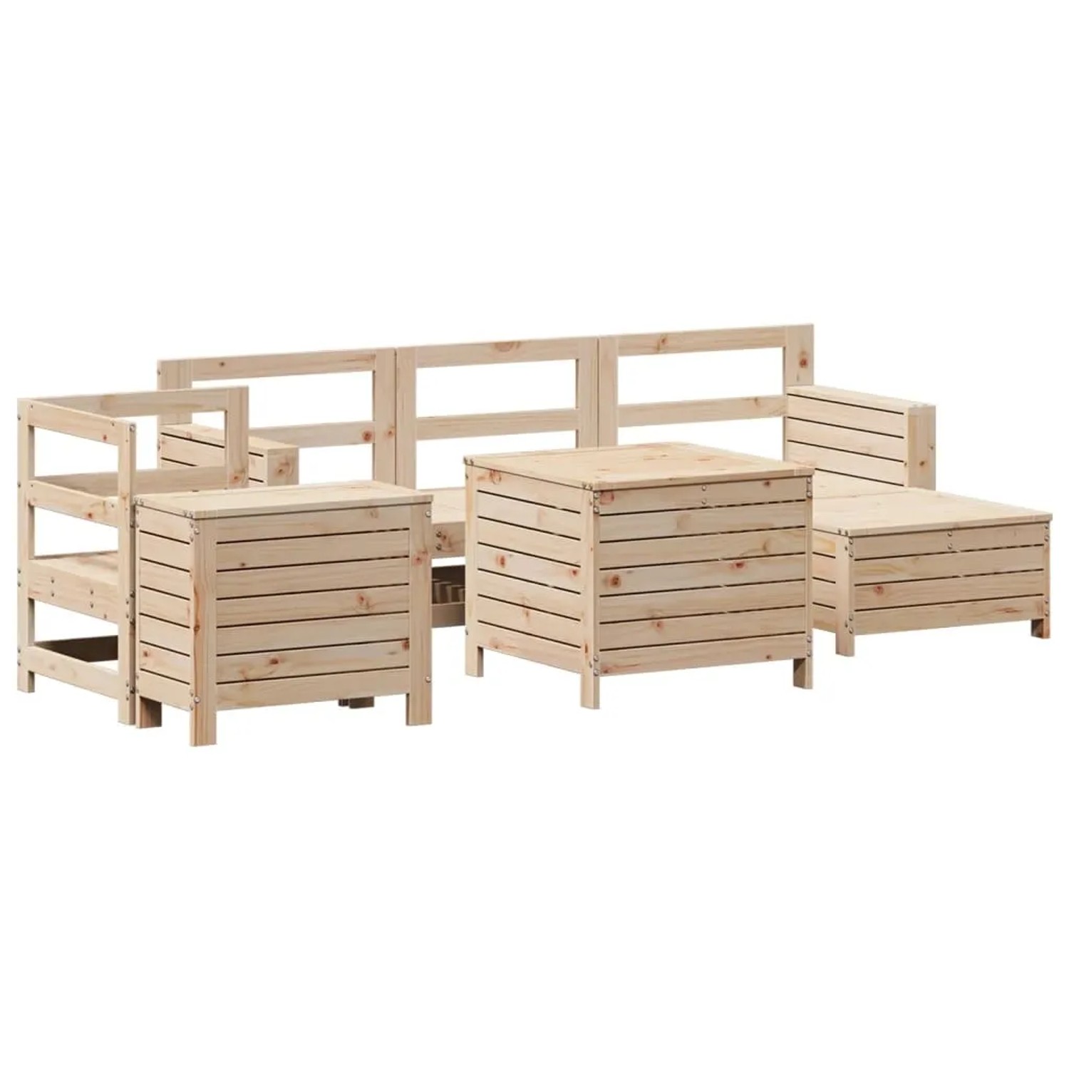 vidaXL 7-Tlg Garten-Sofagarnitur Massivholz Kiefer 3250508