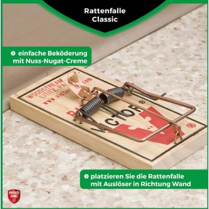 Protect Home Rattenfalle Classic aus Holz mit Metallbügel und Köderplattform.
