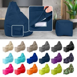 Green Bean Sitzhocker 2er Set Cozy + Cube 70 x 80 x 90 cm Wetterfest Dunkelblau