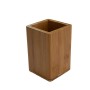 Quadratischer Bagnoxx Zahnputzbecher aus Bambus in Braun, 7,6x7,6x11cm.