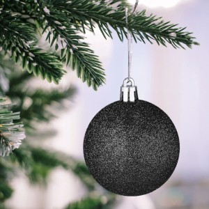 Relaxdays Weihnachtskugeln Polystyrol Schwarz 100er Set mit Aufbewahrungsbox
