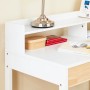 Weißer SoBuy Schreibtisch FWT106-W mit Ablagen für Homeoffice, Detailansicht.