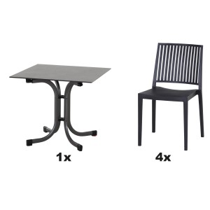 Siena Garden Lounge-Set Lane, 5-teilig, anthrazit: 1 Tisch, 4 Stühle. Ideal für Garten und Terrasse.