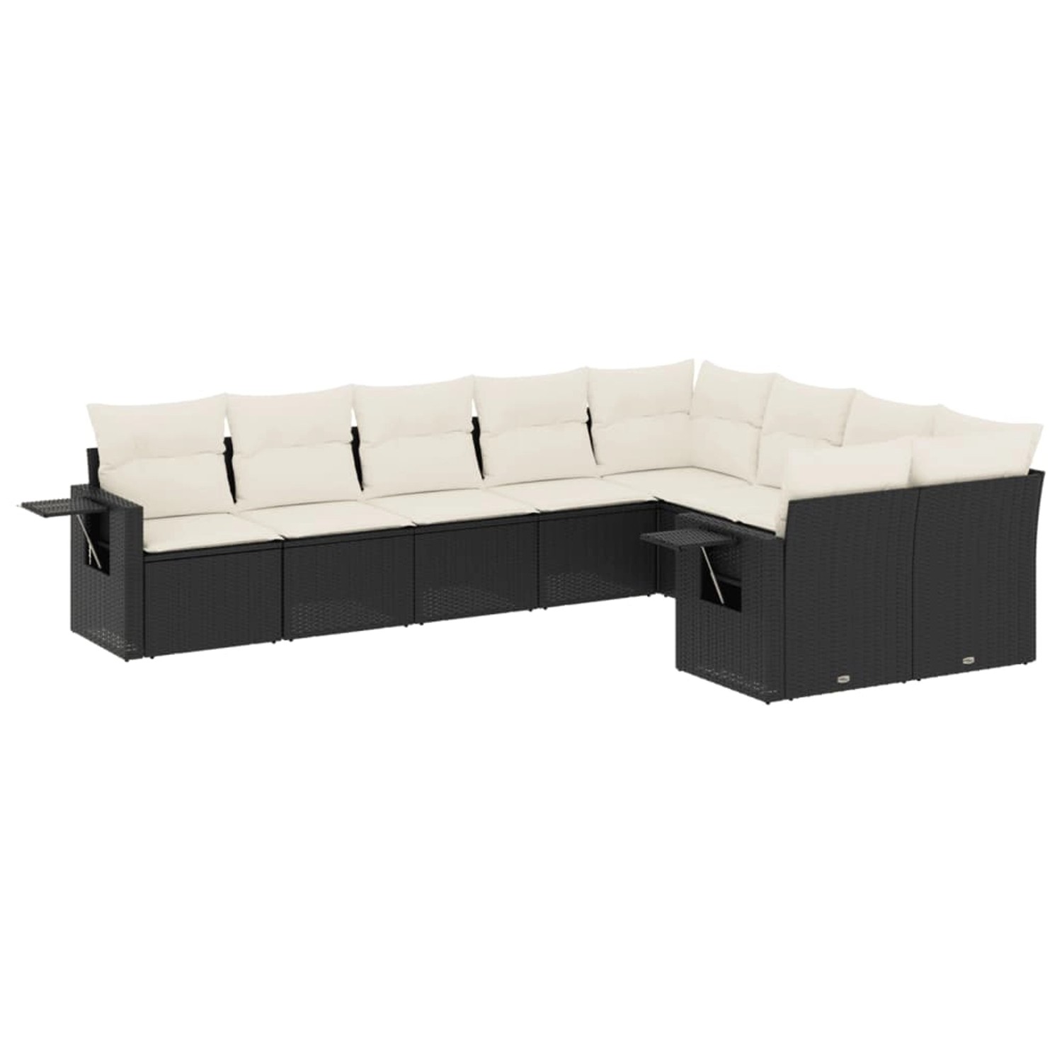 vidaXL 9-Tlg Garten-Sofagarnitur mit Kissen Schwarz Poly Rattan 3252973 günstig online kaufen