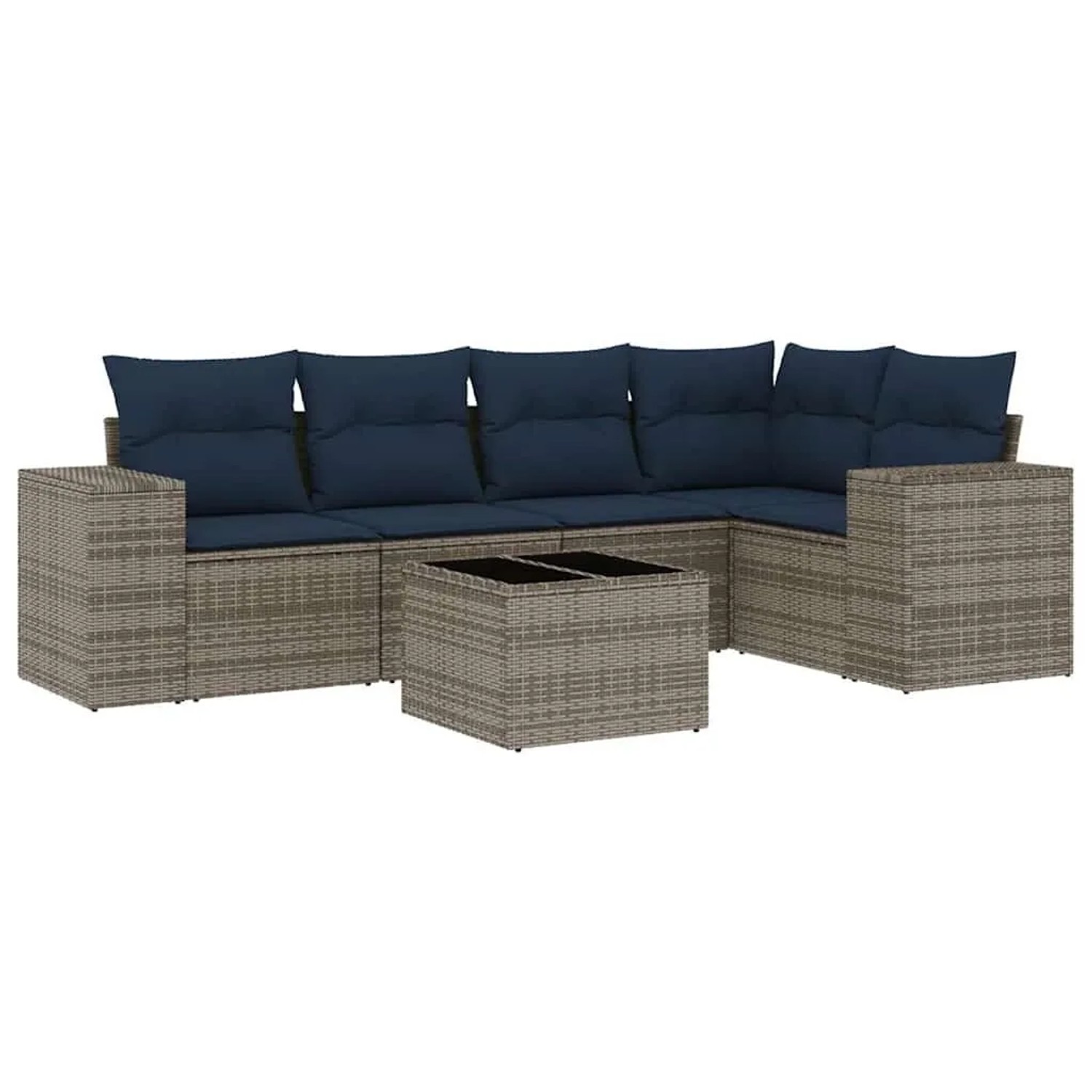vidaXL 6-Tlg Gartensofa-Set mit Kissen Grau Polyrattan 3222540 günstig online kaufen