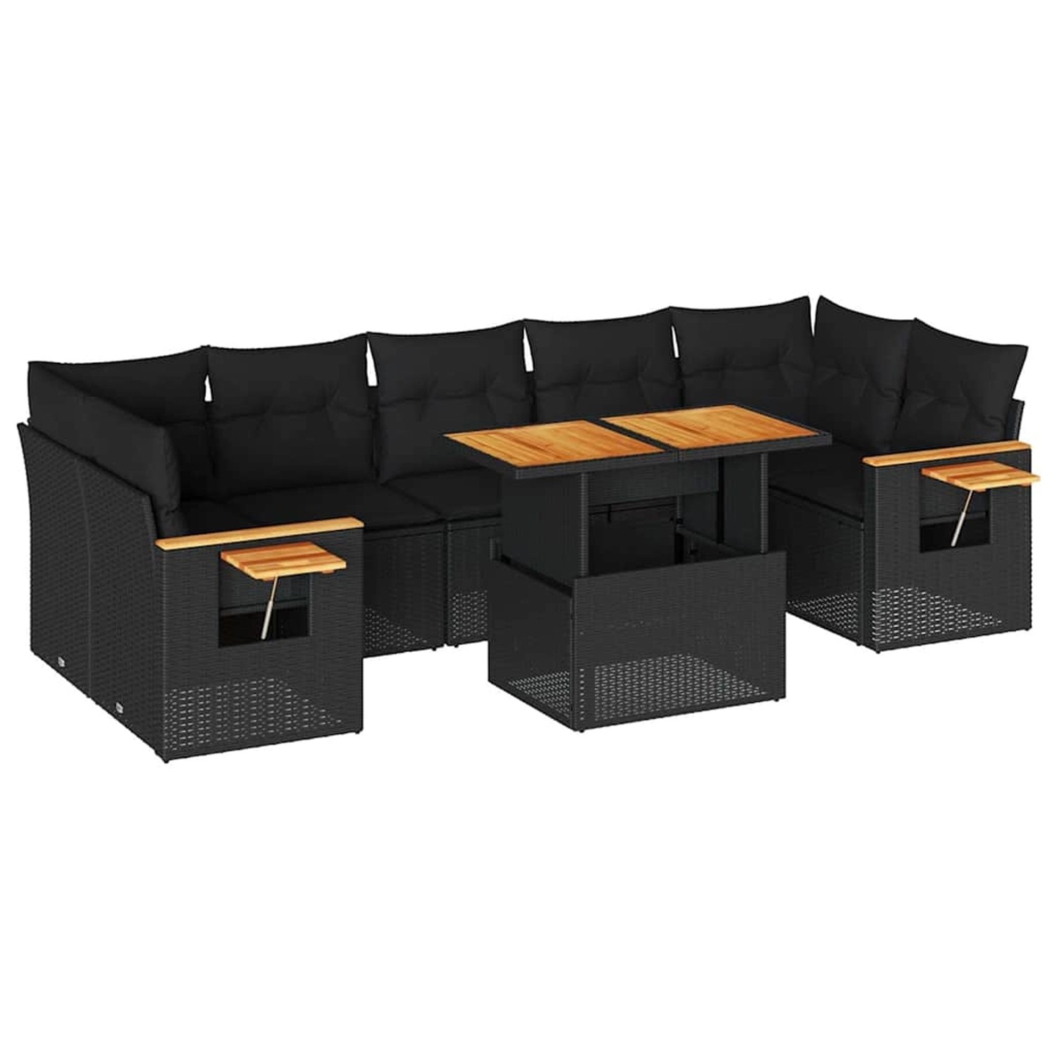 vidaXL 8-Tlg Garten-Sofagarnitur mit Kissen Schwarz Poly Rattan 3327569 günstig online kaufen