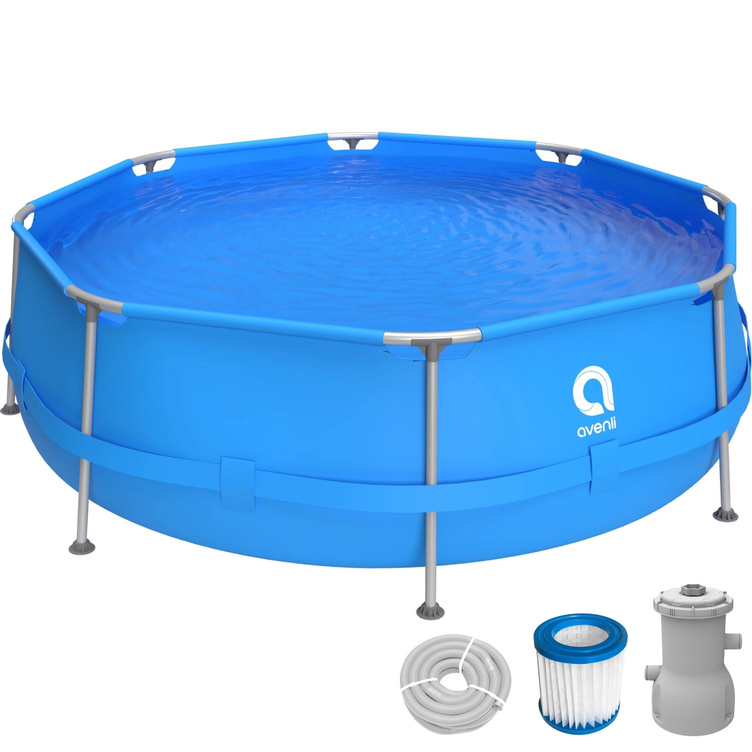 Avenli Frame Stahlrahmenpool Set Rund 300 x 76 cm Blau mit CleanPlus Filter günstig online kaufen