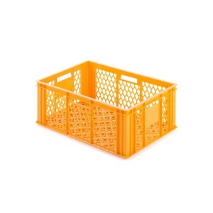 Gelb-orange Bäckerkiste: 10er Set Eurobehälter, stapelbar, 49 Liter, für Bäckerei & Konditorei.