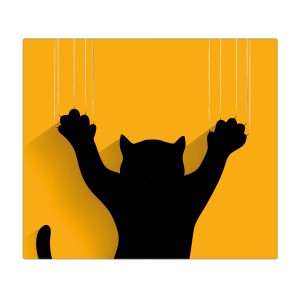 Banjado Herdabdeckplatte Glas mit Katzenmotiv, 60x52cm, auch als Schneidebrett nutzbar.