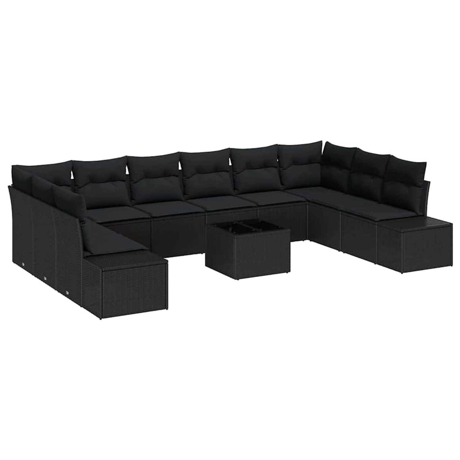 vidaXL Garten-Sofa-Set mit Kissen 11-Tlg Schwarz Poly Rattan 3347253 günstig online kaufen