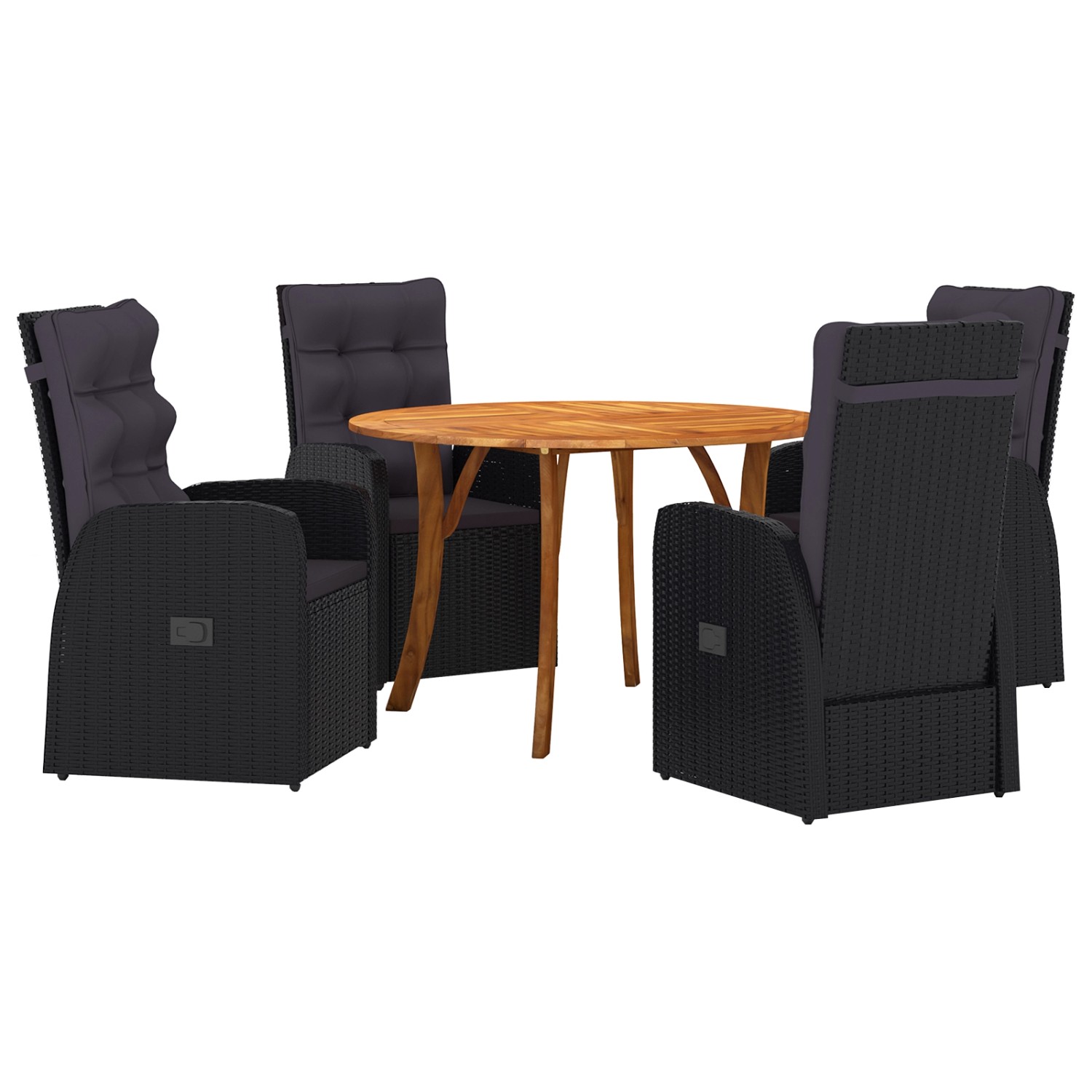 vidaXL 5-Teiliges Garten-Essset mit Kissen Schwarz Poly Rattan Akazie 31728 günstig online kaufen