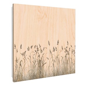 Weißer Banjado Schlüsselkasten aus Holz (30x30cm) mit Motiv Wilde Gräser und 50 Haken.