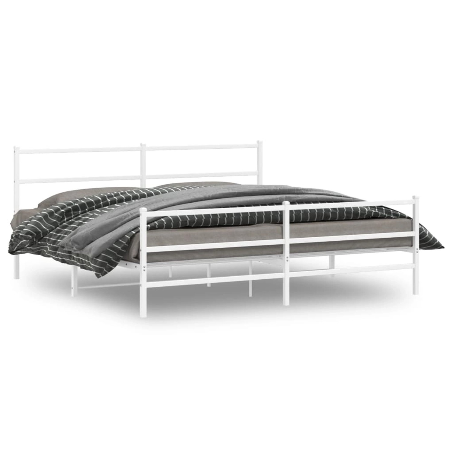 vidaXL Bettgestell mit Kopf- und Fußteil Metall Weiß 200x200 cm 355439 günstig online kaufen