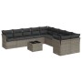 Graue 11-tlg. vidaXL Garten-Sofagarnitur aus Polyrattan mit Kissen und Tisch.