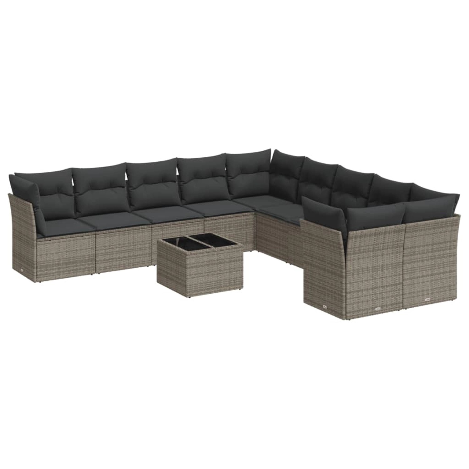 vidaXL 11-Tlg Garten-Sofagarnitur mit Kissen Grau Poly Rattan 3218250 günstig online kaufen