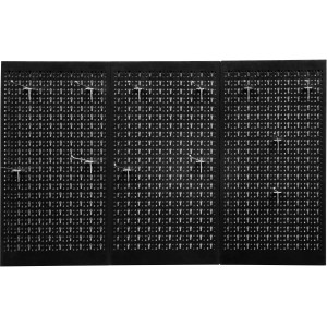 Schwarzes LUX Lochwand Set aus Metall mit Haken zur Werkzeugaufbewahrung.