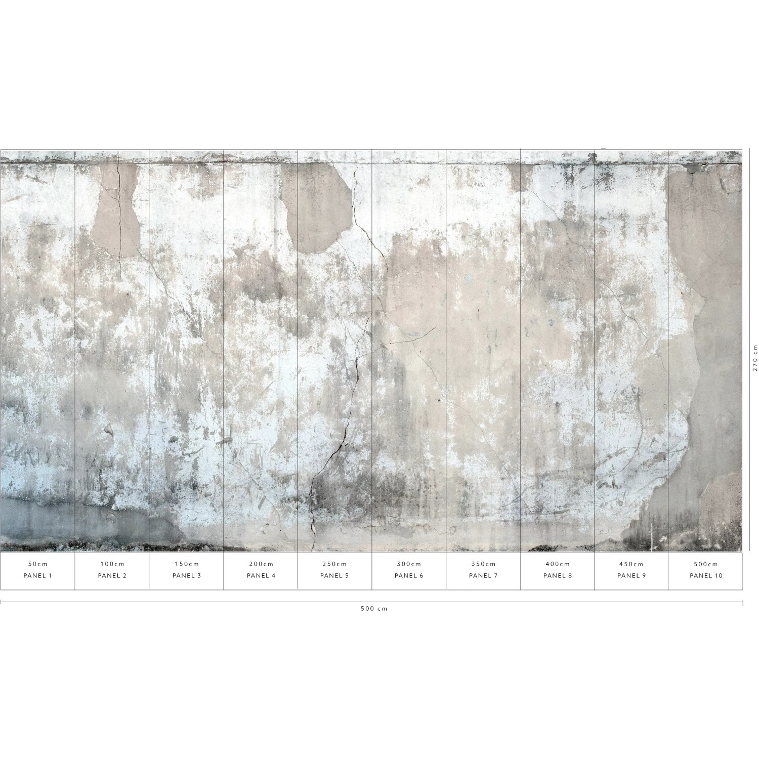 Erismann Fototapete Industria Grau, Motiv einer grauen Industriewand mit Rissen, 500x270cm