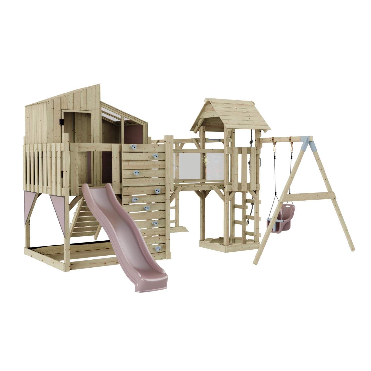 OutdoorToys Spielturm Liv mit Babyschaukel Altrosa günstig online kaufen