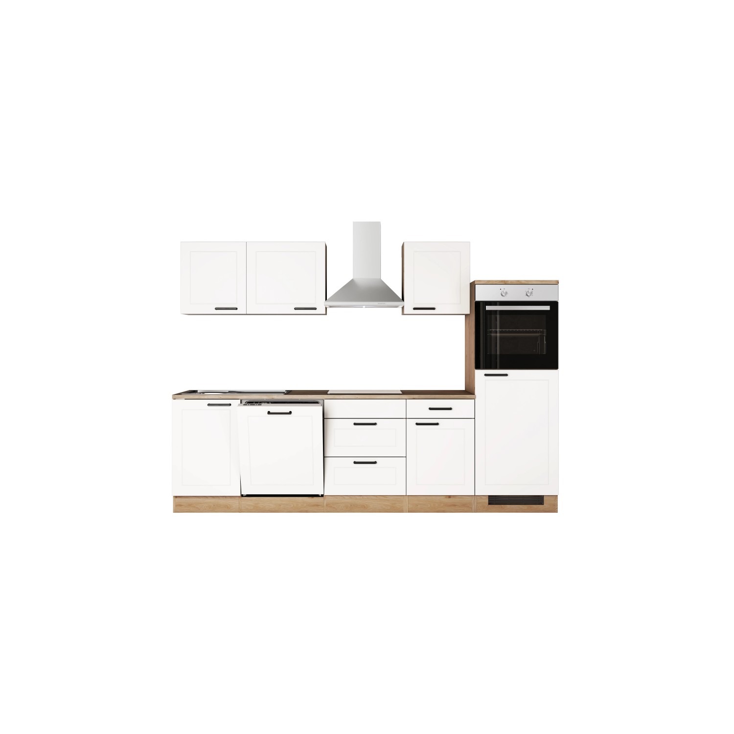 Flex-Well Exclusiv Küche 2320-016 Julia 280 cm Weiß matt-Cosmopolitan Eiche_3