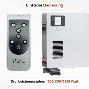 TroniTechnik Konvektor Heizgerät mit Fernbedienung, Thermostat und LCD-Display.