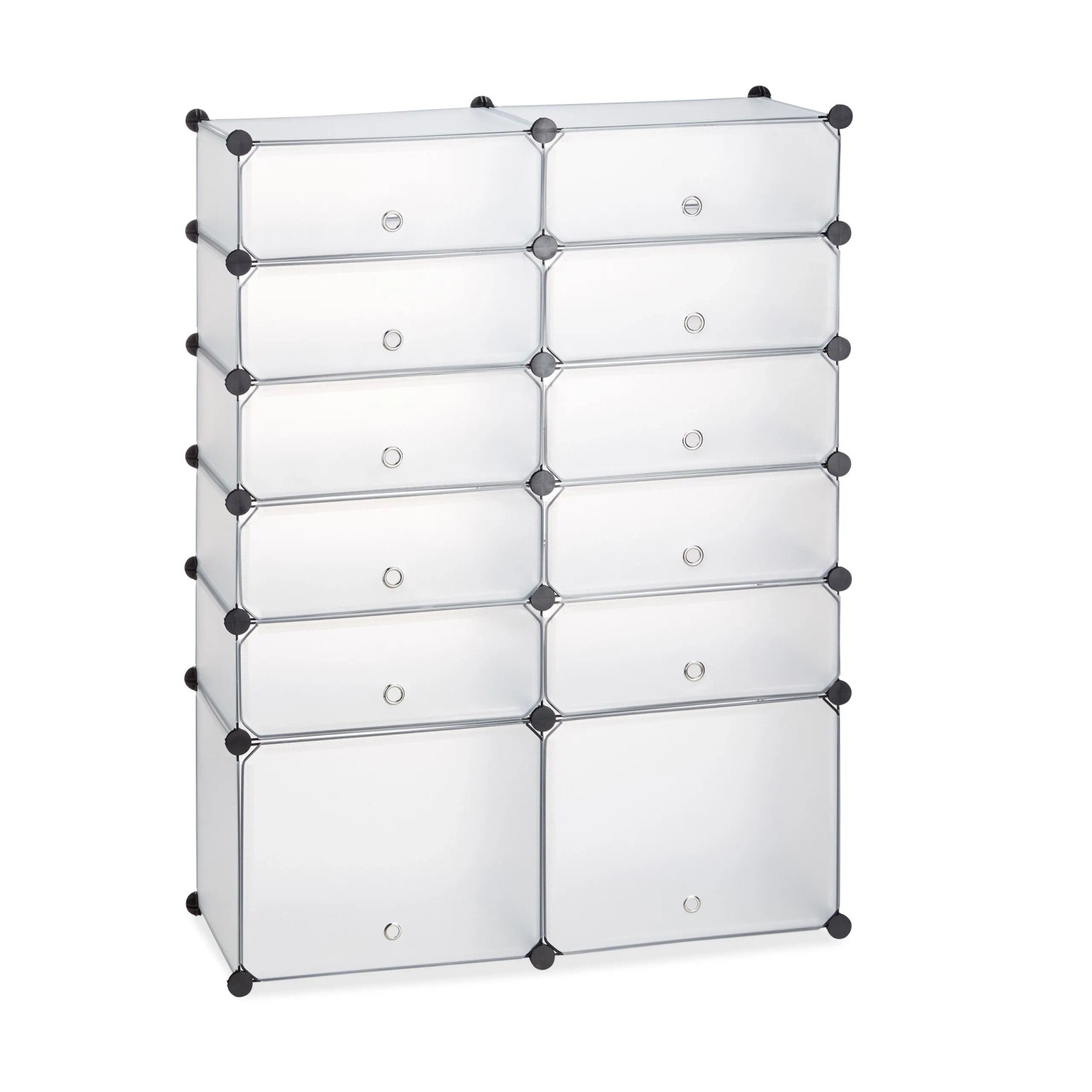 Relaxdays Schuhregal Kunststoff Transparent mit 12 Fächern 125 cm x 94 cm x 37 cm 9 kg