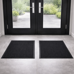 Mojawo 2 Stück Schmutzfangmatte Eingangsmatte 40x60cm Schwarz Türmatte Fußmatte Doppelpack