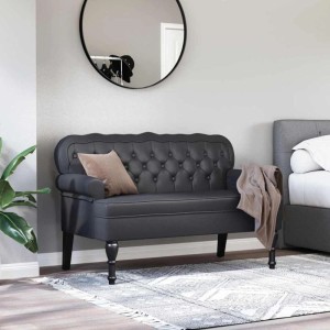 Elegante, schwarze vidaXL Chesterfield Bank aus Kunstleder mit Knopfheftung.