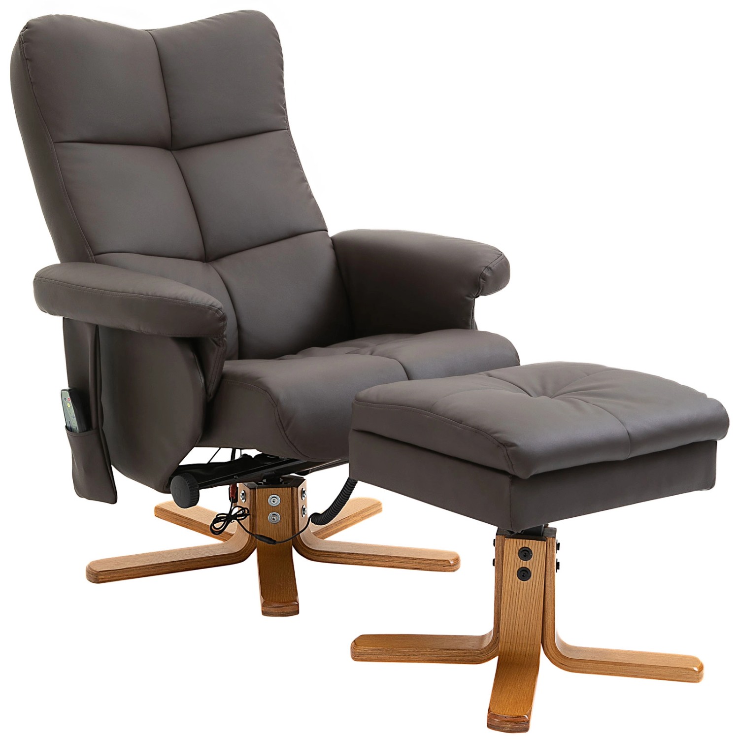 HOMCOM Massagesessel mit Fußhocker 145 Grad Neigbar Braun 80 x 86 x 99 cm günstig online kaufen