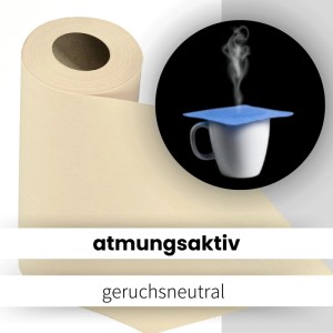 Cremefarbener Sensalux Vlies-Tischläufer (50cm x 25m) auf Rolle, stoffähnliche Optik.