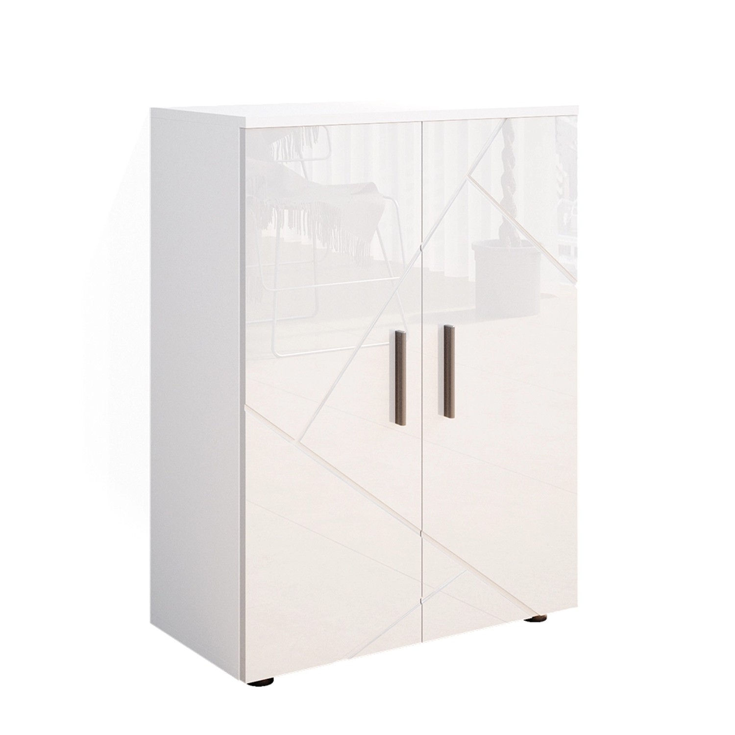 Thumbnail - Vicco Midischrank Irma Weiß Hochglanz 60 x 81 cm