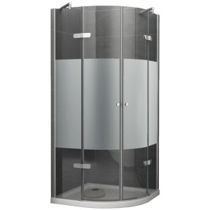 Teilsatinierte Viertelkreis Duschkabine 90x190x90 cm für moderne Bäder, ohne Wanne.