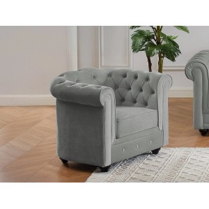 Vente-unique Sessel Mit Gerader Rückenlehne Chesterfield Hellgrau 82 cm