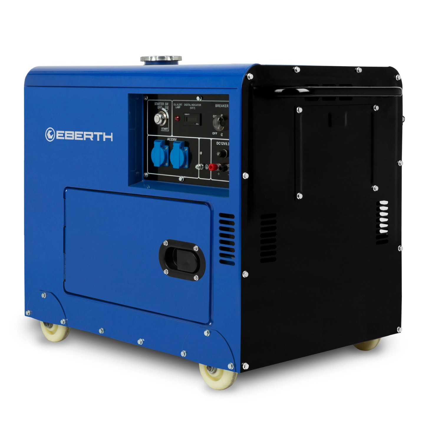 EBERTH Notstromaggregat 5000 Watt Diesel, 10 PS Motor, 4-Takt, E-Start, 2x 230V, 1x 12V