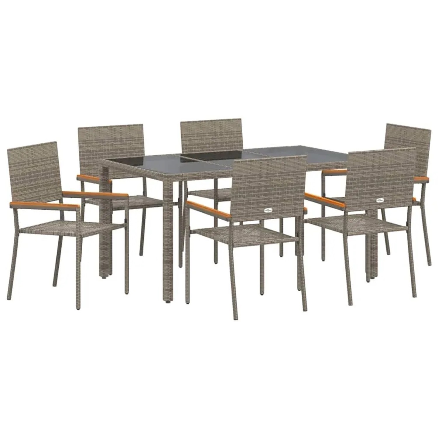 vidaXL Garten Essgruppe 7-Tlg Grau Poly-Rattan 3365394 günstig online kaufen
