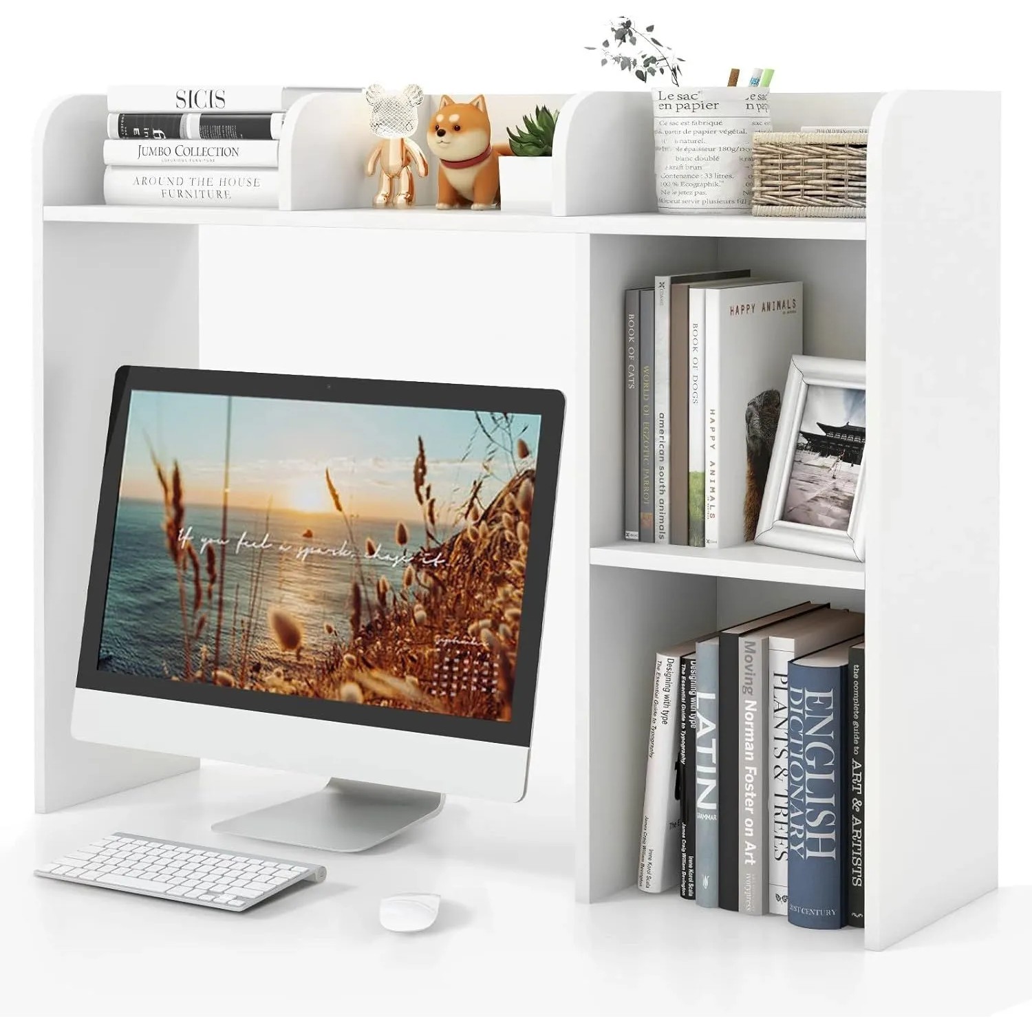 Costway Schreibtischregal Ablagesystem 94 x 25 x 74 cm Weiß