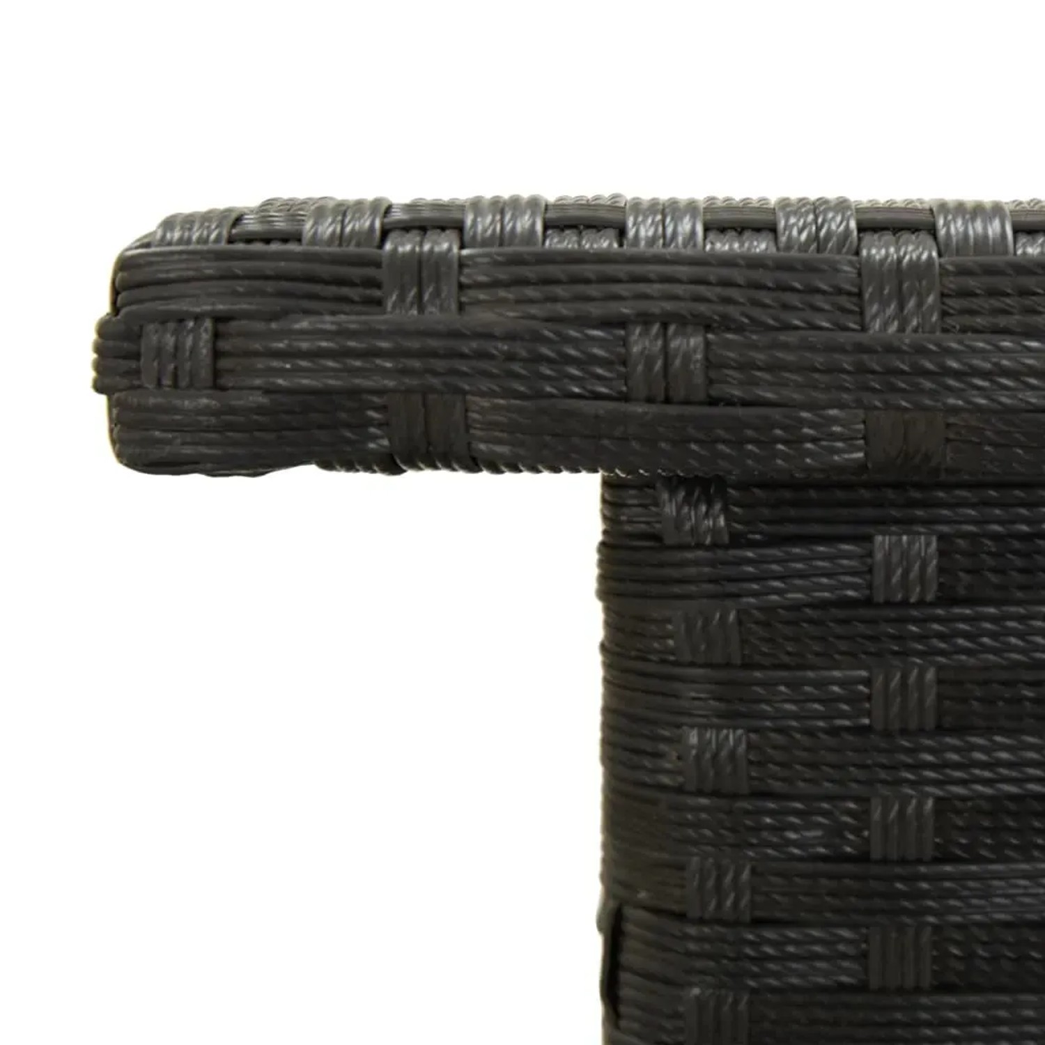 Detailansicht: Schwarzer vidaXL Beistelltisch aus Poly Rattan, Gartentisch für Terrasse.