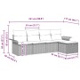 vidaXL Garten-Sofa-Set, 5-teilig, beige Poly Rattan, mit Maßen. Ideal für Terrasse und Garten.