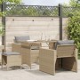 Beige 4-tlg. vidaXL Garten-Sofagarnitur aus Rattan mit grauen Kissen für Terrasse und Garten.