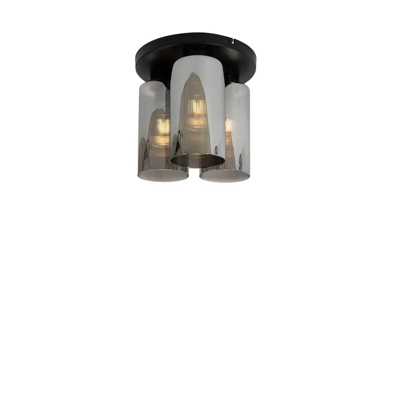 QAZQA Art Deco Deckenleuchte Schwarz mit Rauchglas 3-flammig Laura