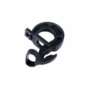 Schwarzer Easyfix Expanderseil Haken aus Kunststoff mit Karabiner für Gummiseile 6-10 mm. Sichere Befestigung.