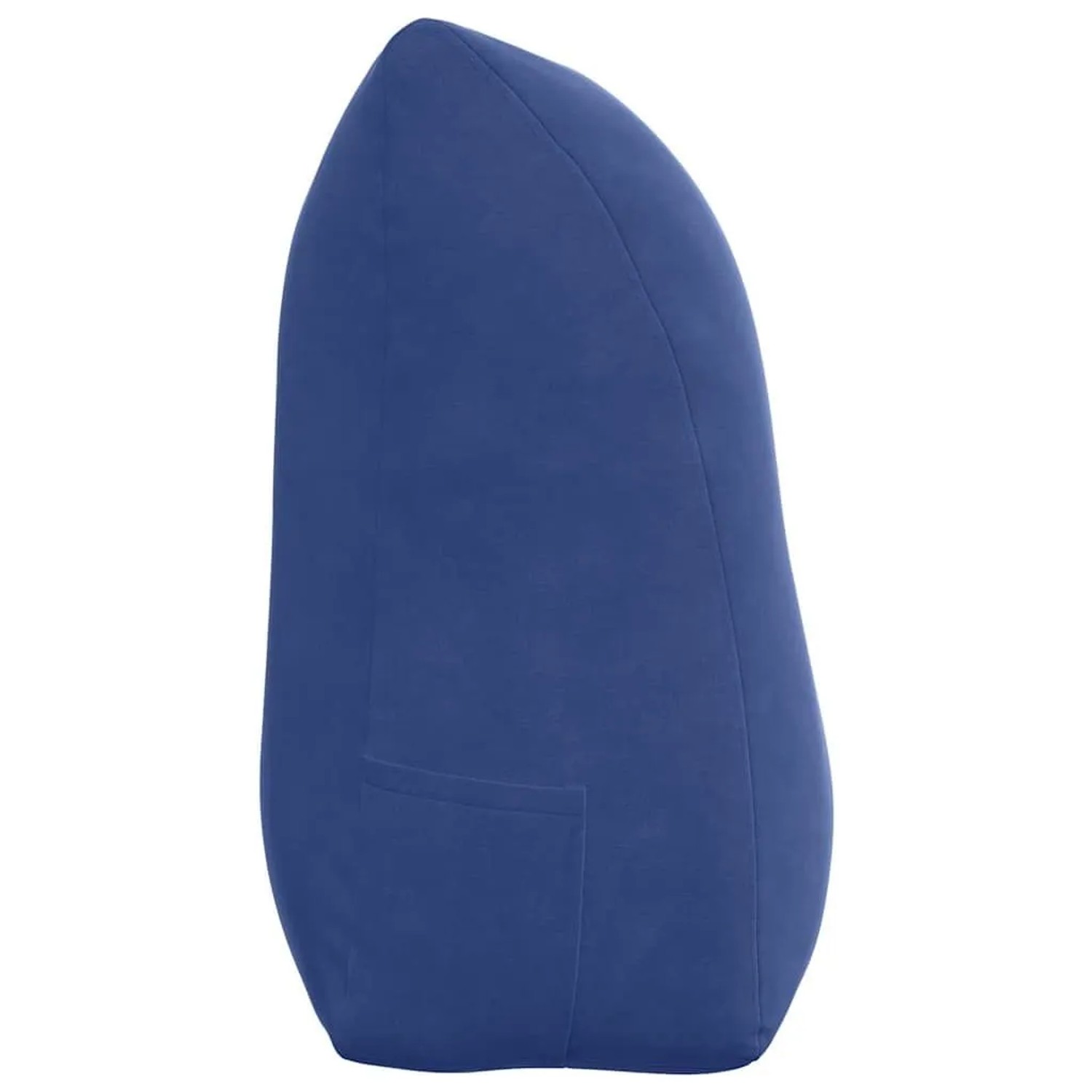 Ergonomisches Rückenkissen in Polizeiblau aus Samt mit praktischer Seitentasche für Komfort und Stil.