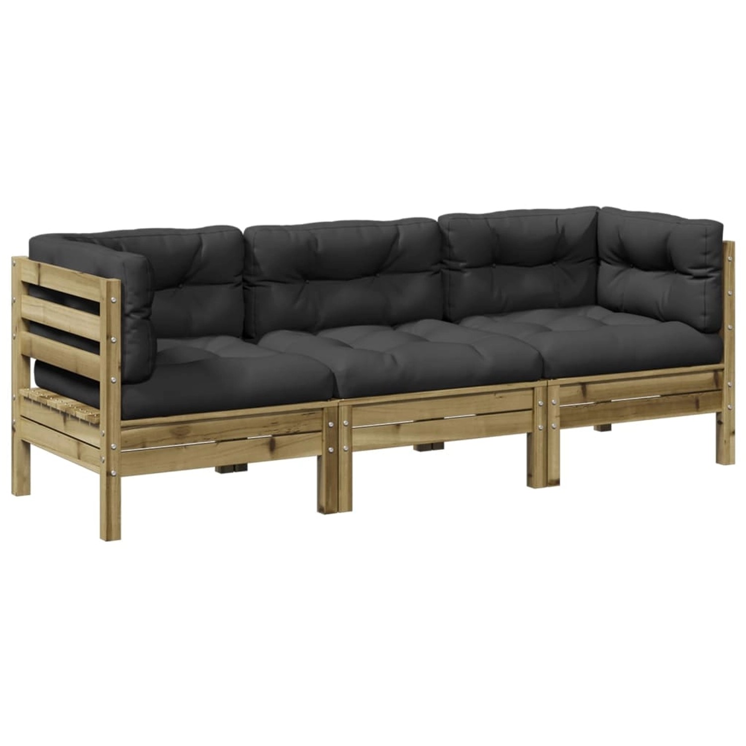 vidaXL 3-Tlg Garten-Sofagarnitur mit Kissen Kiefernholz Imprägniert 3299274 günstig online kaufen