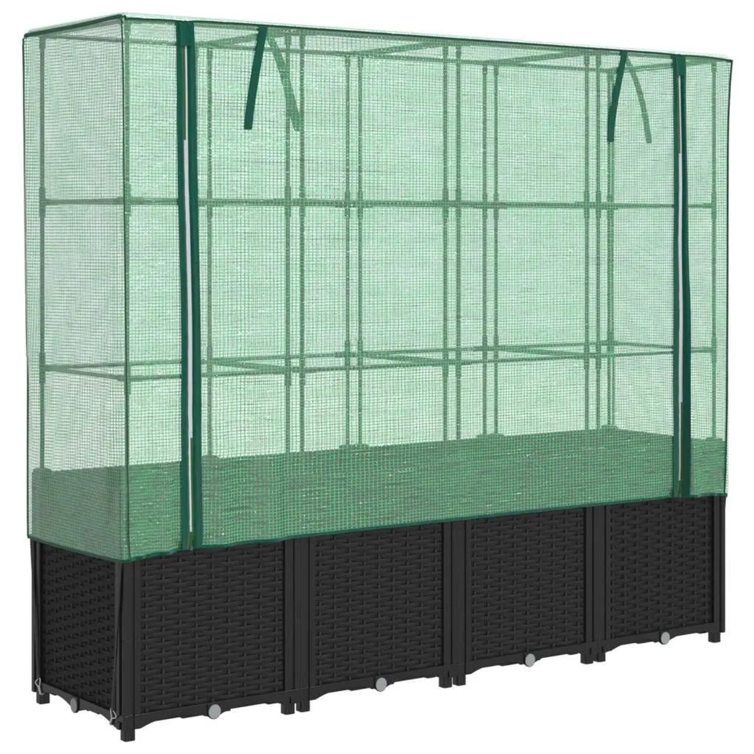 vidaXL Hochbeet mit Gewächshausabdeckung Rattanoptik 160x40x153 cm 4015817