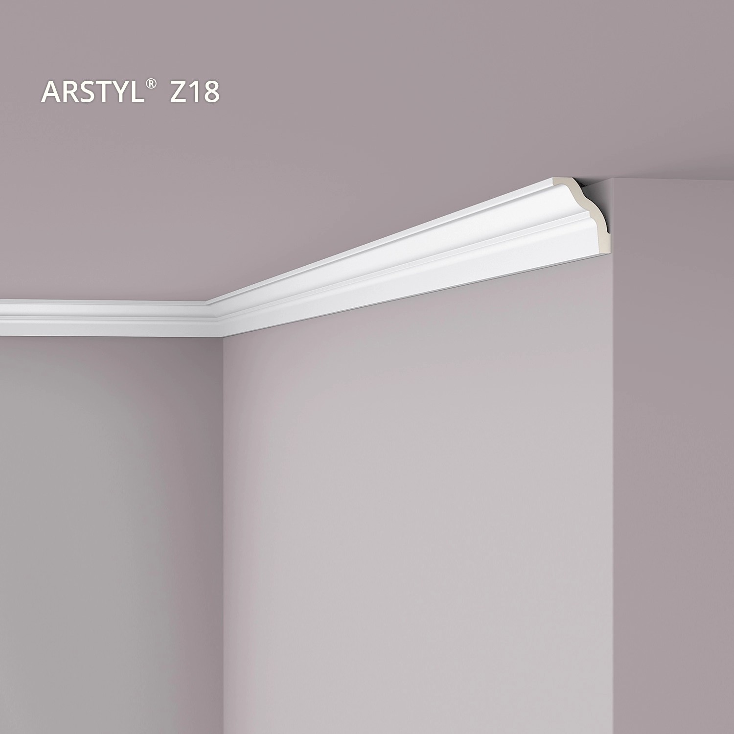 Weiße NOEL & MARQUET ARSTYL Z18 Eckleiste als Deckenabschluss im Raum.