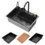 ML-Design Spülbecken Edelstahl Anthrazit 68x46cm mit Zubehör, Wasserhahn, Schneidebrett.